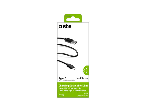 SBS - USB-C / USB kabel (1,5 m), crni