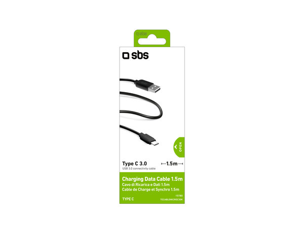 SBS - USB-C / USB kabel (1,5 m), crni