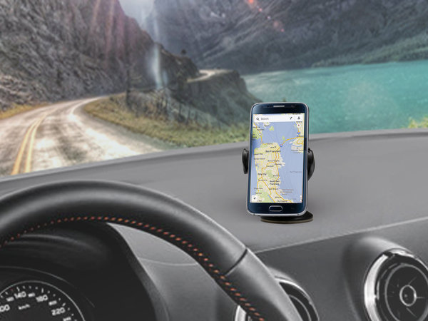 SBS - Univerzalni auto držač ONE TOUCH s vakuumom, crni