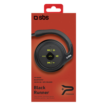 SBS - Športne Bluetooth slušalke Black Runner, črne
