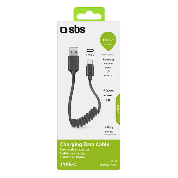 SBS - USB-C / USB kabel (0,5 m), crni