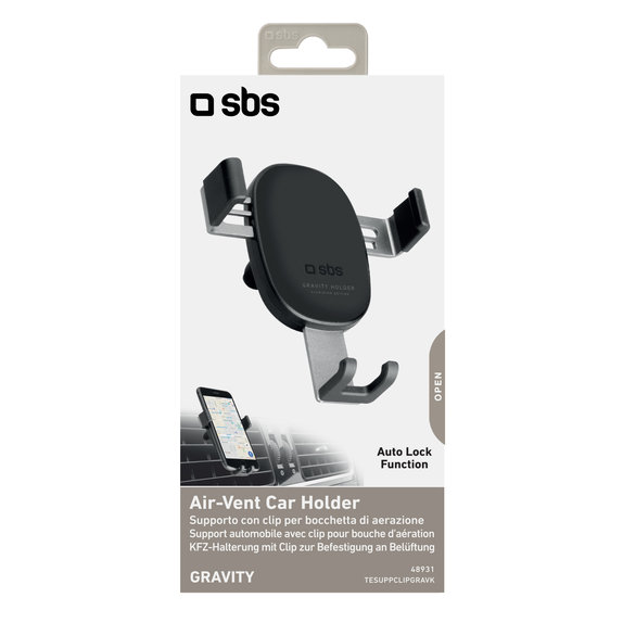 SBS - Gravity Car Holder, Universal Vent, crna
