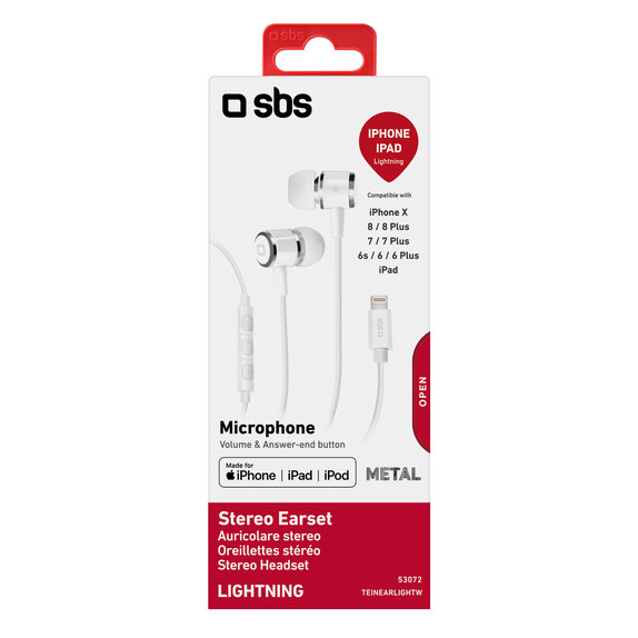 SBS - Slušalice s mikrofonom, Lightning, bijele