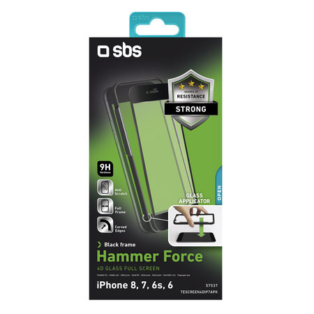 SBS - Tempered Glass 4D Full Glass za iPhone 6, 6s, 7, 8, SE 2020 & SE 2022, crna