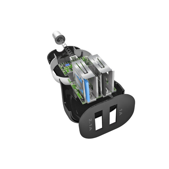 SBS - Auto punjač 2x USB + kabel USB / USB-C, crni
