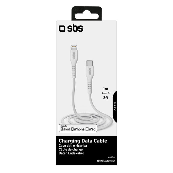 SBS - Lightning / USB-C kabel (1m), crni