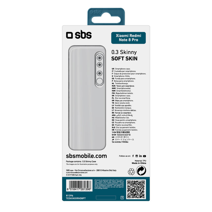 SBS - Skinny ovitek za Xiaomi Redmi Note 8 Pro, prozoren