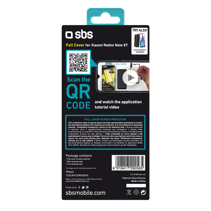 SBS - Tempered Glass Full Cover za Xiaomi Redmi Note 8T, črna
