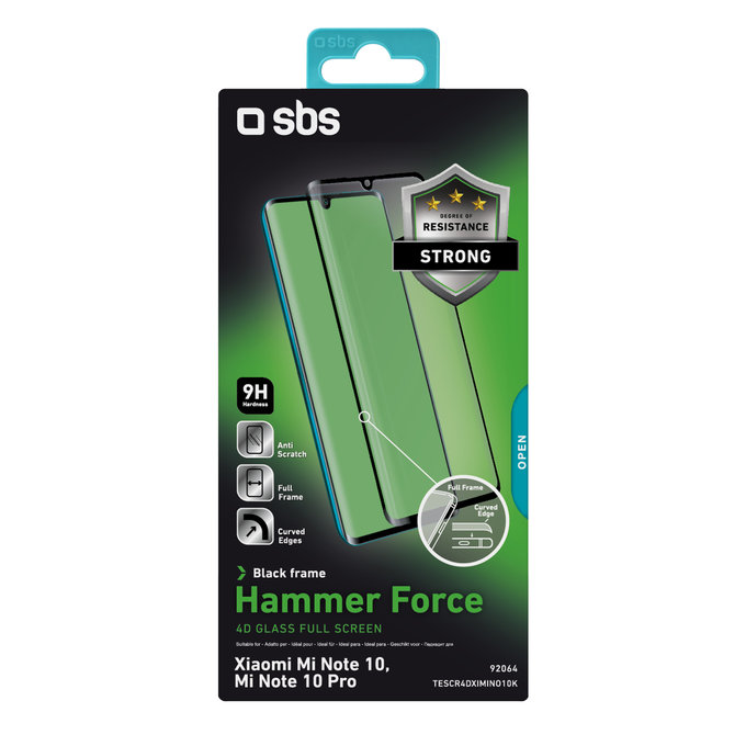 SBS - Tempered Glass 4D Full Glass za Xiaomi Mi Note 10, Mi Note 10 Pro, crna