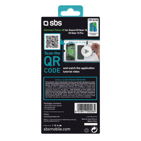 SBS - Tempered Glass 4D Full Glass za Xiaomi Mi Note 10, Mi Note 10 Pro, crna