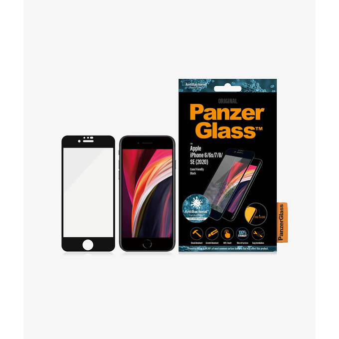 PanzerGlass - Tempered Glass Case Friendly AB za iPhone 6, 6s, 7, 8, SE 2020 & SE 2022, crna