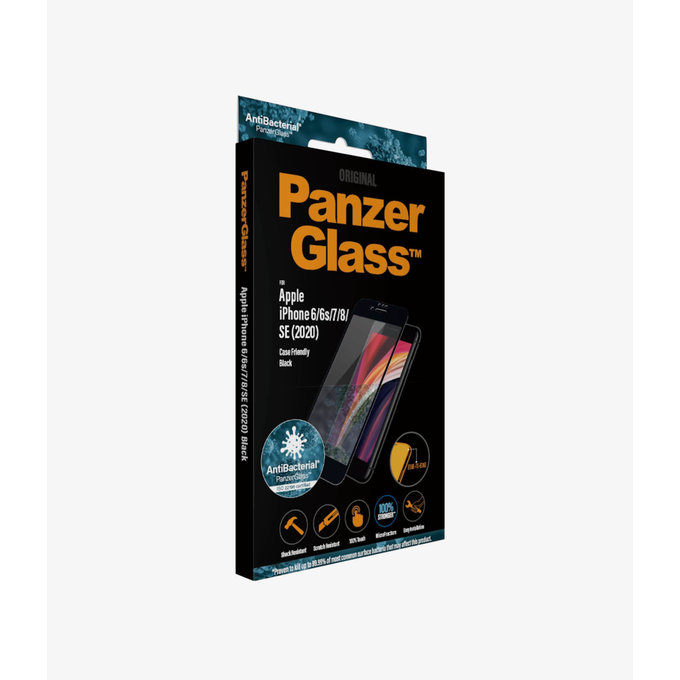 PanzerGlass - Tempered Glass Case Friendly AB za iPhone 6, 6s, 7, 8, SE 2020 & SE 2022, crna
