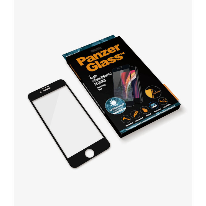 PanzerGlass - Tempered Glass Case Friendly AB za iPhone 6, 6s, 7, 8, SE 2020 & SE 2022, crna