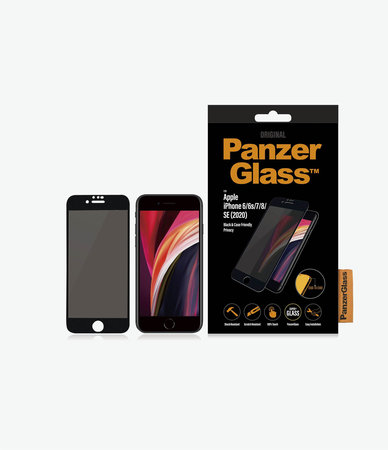PanzerGlass - Tempered Glass Privacy Case Friendly za iPhone 6, 6s, 7, 8, SE 2020 & SE 2022, crna