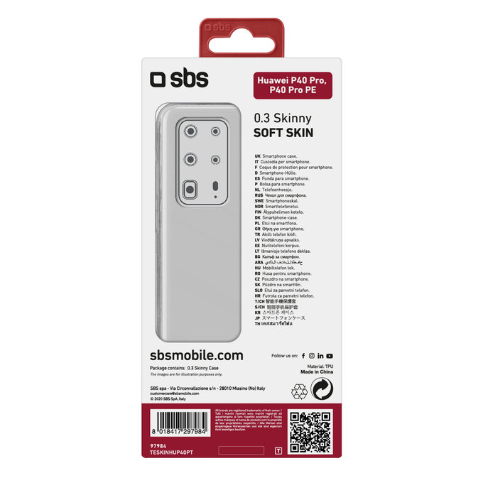 SBS - Maska Skinny za Huawei P40 Pro, P40 Pro, prozirna