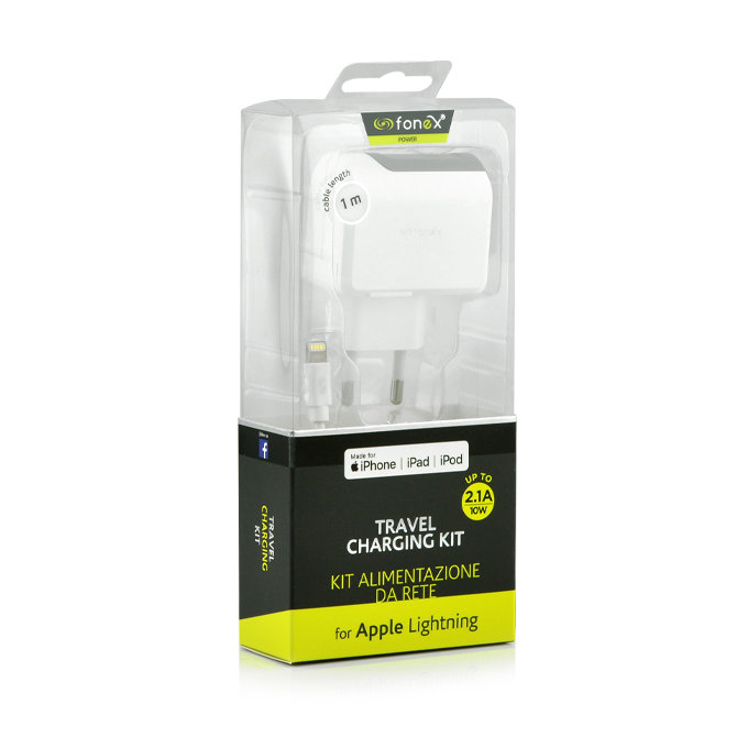 Fonex - USB polnilec + USB / Lightning kabel, 10 W, bel