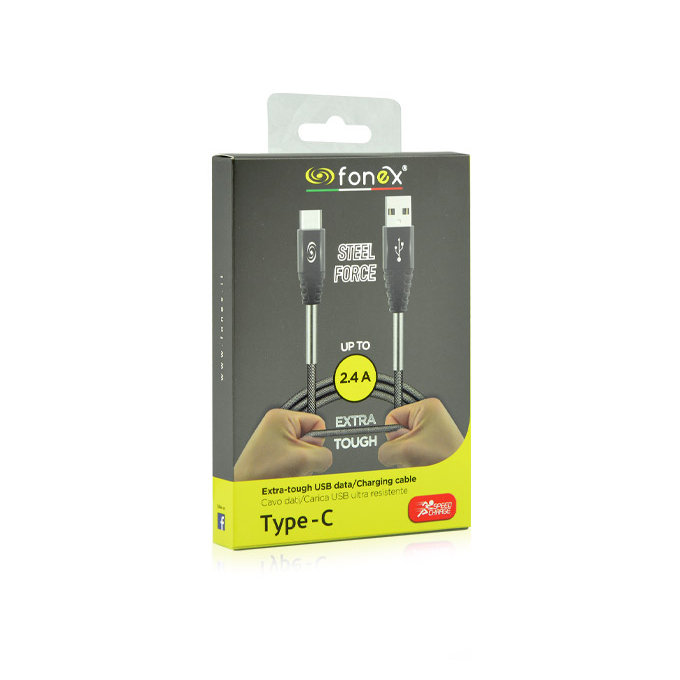 Fonex - Kabel - USB / USB-C (1m), bel