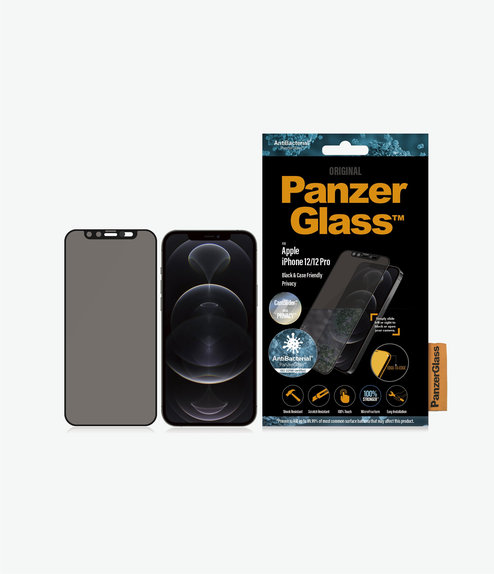 PanzerGlass - Tempered Glass Privacy Case Friendly CamSlider AB za iPhone 12 & 12 Pro, crna