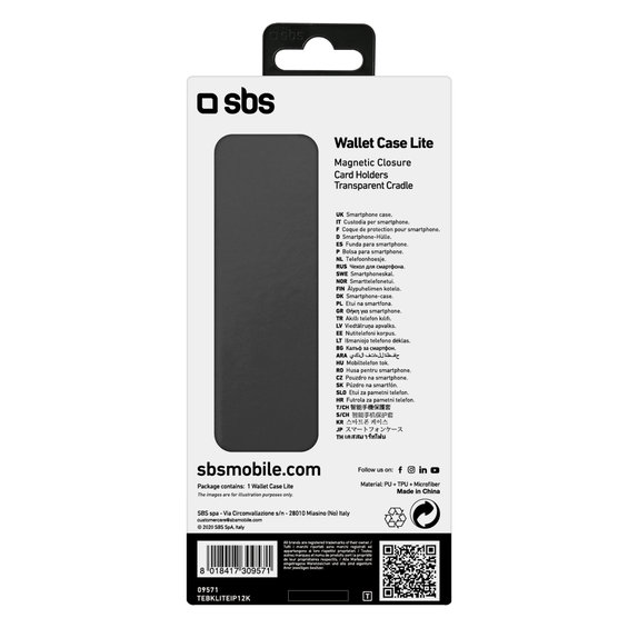 SBS - Maska Book Wallet Lite za iPhone 12 mini, crna