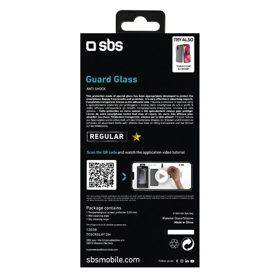 SBS - Kaljeno staklo za iPhone 12 i 12 Pro, prozirno