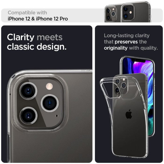Spigen - Maska Liquid Crystal za iPhone 12 i 12 Pro, Crystal Clear