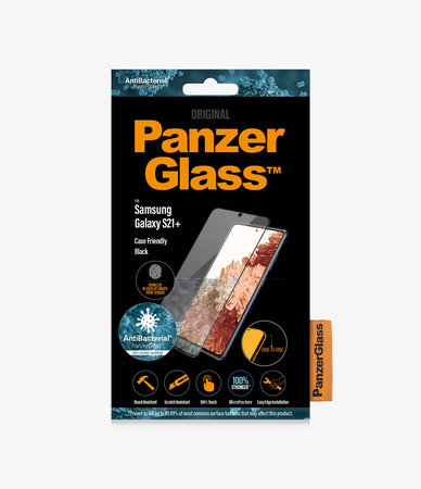 PanzerGlass - Tempered Glass Case Friendly AB za Samsung Galaxy S21+, kompenzacija otisaka prstiju, crna