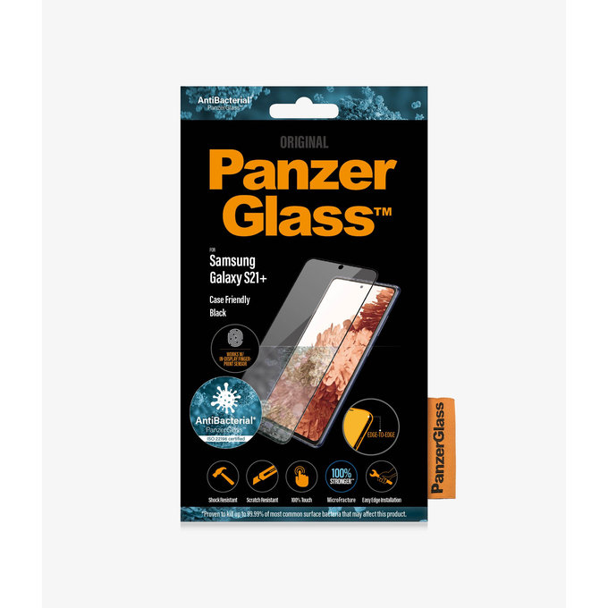 PanzerGlass - Tempered Glass Case Friendly AB za Samsung Galaxy S21+, kompenzacija otisaka prstiju, crna