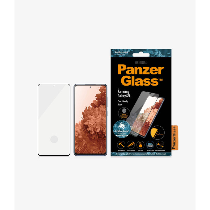 PanzerGlass - Tempered Glass Case Friendly AB za Samsung Galaxy S21+, kompenzacija otisaka prstiju, crna