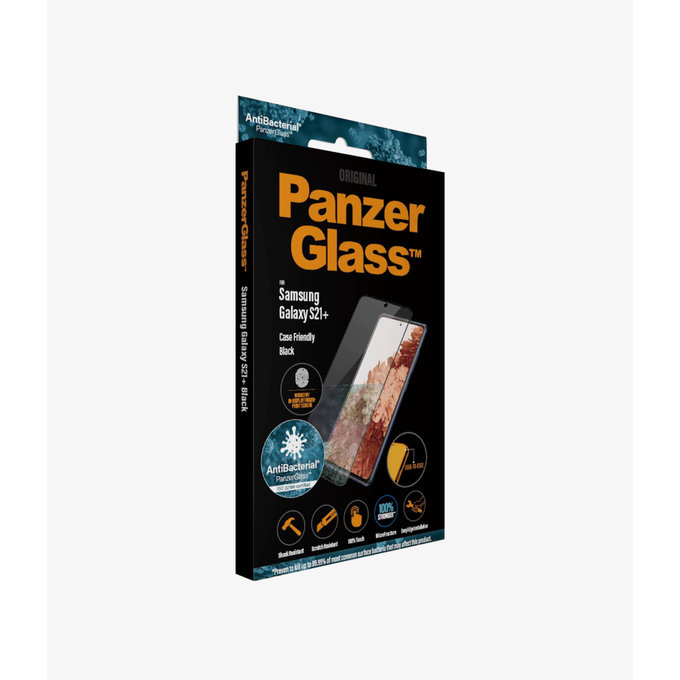 PanzerGlass - Tempered Glass Case Friendly AB za Samsung Galaxy S21+, kompenzacija otisaka prstiju, crna