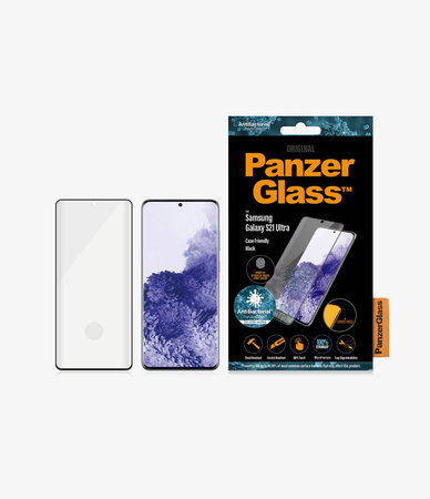 PanzerGlass - Tempered Glass Case Friendly AB za Samsung Galaxy S21 Ultra, kompenzacija otisaka prstiju, crna