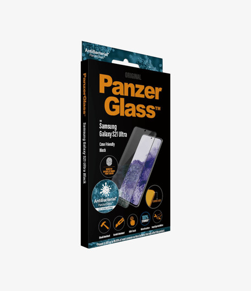 PanzerGlass - Tempered Glass Case Friendly AB za Samsung Galaxy S21 Ultra, kompenzacija otisaka prstiju, crna