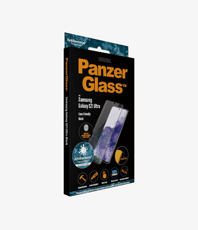 PanzerGlass - Tempered Glass Case Friendly AB za Samsung Galaxy S21 Ultra, kompenzacija otisaka prstiju, crna