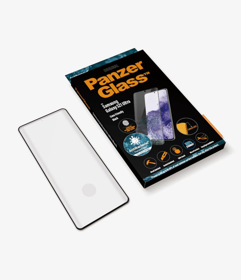 PanzerGlass - Tempered Glass Case Friendly AB za Samsung Galaxy S21 Ultra, kompenzacija otisaka prstiju, crna