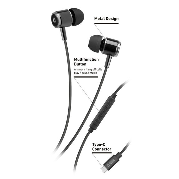 SBS - Slušalice Studio Mix 100C sa mikrofonom, USB-C, crne