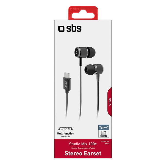 SBS - Slušalice Studio Mix 100C sa mikrofonom, USB-C, crne