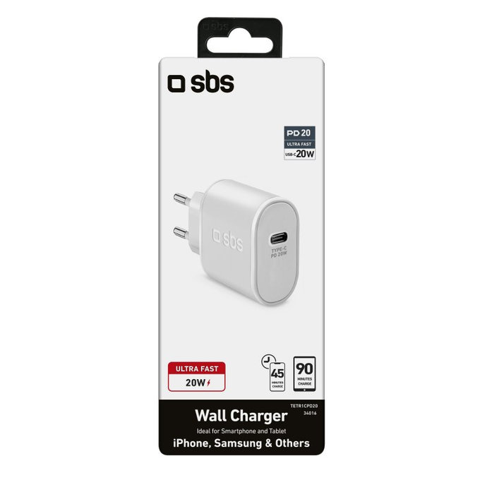 SBS - 20W adapter za punjenje USB-C, bijeli