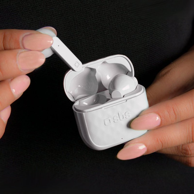 SBS - TWS Air Free bežične slušalice s kućištem za punjenje 250 mAh, bijele