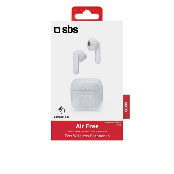 SBS - TWS Air Free bežične slušalice s kućištem za punjenje 250 mAh, bijele