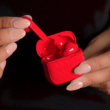 SBS - TWS Air Free bežične slušalice s kućištem za punjenje 250 mAh, crvene