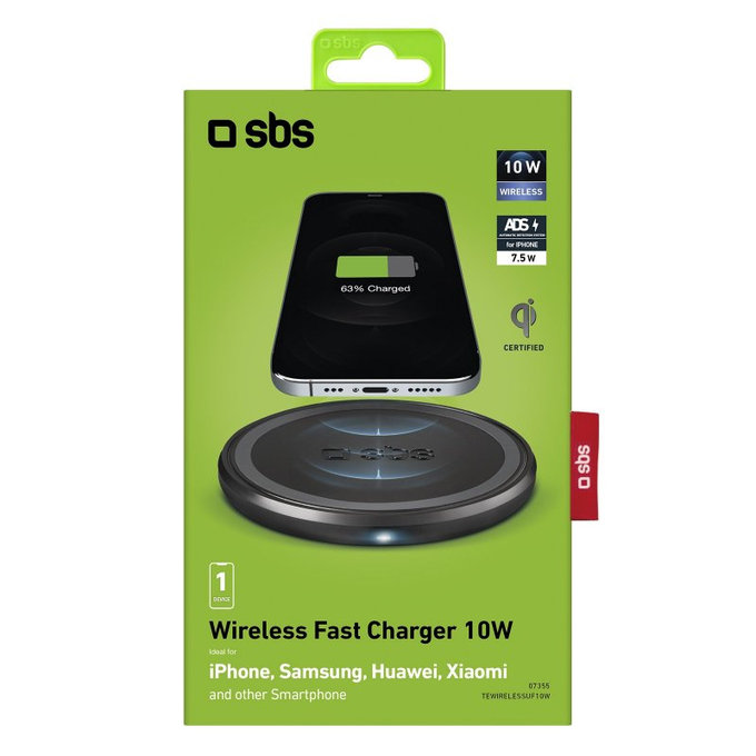 SBS - Bežični punjač s QI, crni