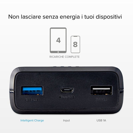 SBS - PowerBank 20.000 mAh, 2x USB, Micro-USB, crna