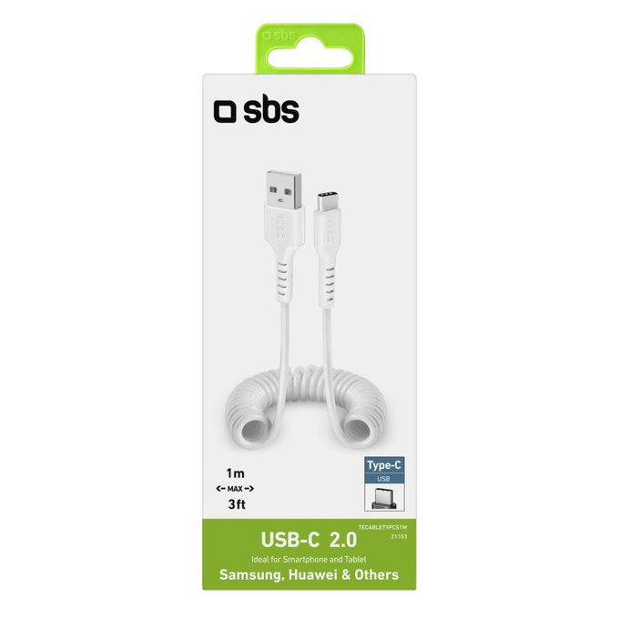 SBS - USB-C / USB kabel (1m), bijeli