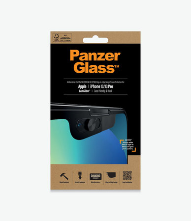 PanzerGlass -Tempered Glass Case Friendly CamSlider AB za iPhone 13, 13 Pro & 14, crno