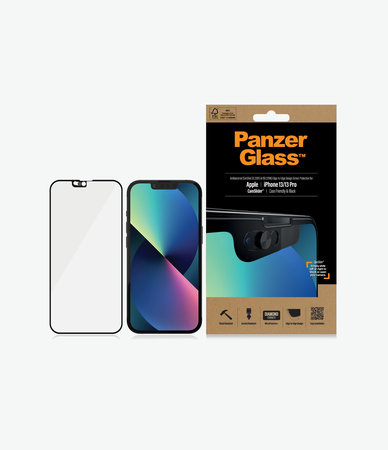 PanzerGlass -Tempered Glass Case Friendly CamSlider AB za iPhone 13, 13 Pro & 14, crno