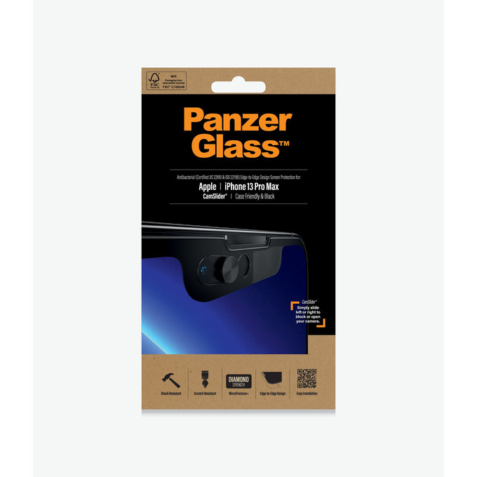 PanzerGlass - Tempered Glass Case Friendly CamSlider AB za iPhone 13 Pro Max & 14 Plus, crna