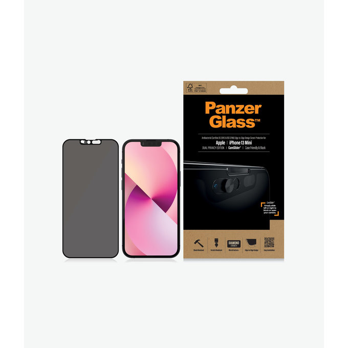 PanzerGlass - Tempered Glass Case Friendly Privacy CamSlider AB za iPhone 13 mini, crna