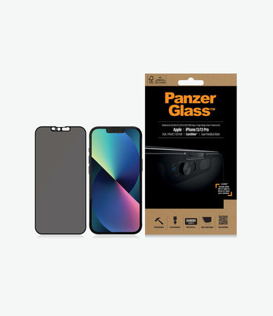 PanzerGlass - Tempered Glass Case Friendly Privacy CamSlider AB za iPhone 13, 13 Pro & 14, crna