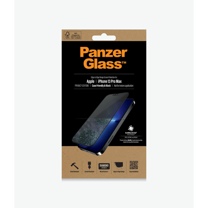 PanzerGlass - Tempered Glass Case Friendly Privacy AB za iPhone 13 Pro Max & 14 Plus, crna