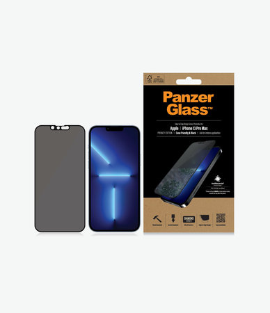 PanzerGlass - Tempered Glass Case Friendly Privacy AB za iPhone 13 Pro Max & 14 Plus, crna