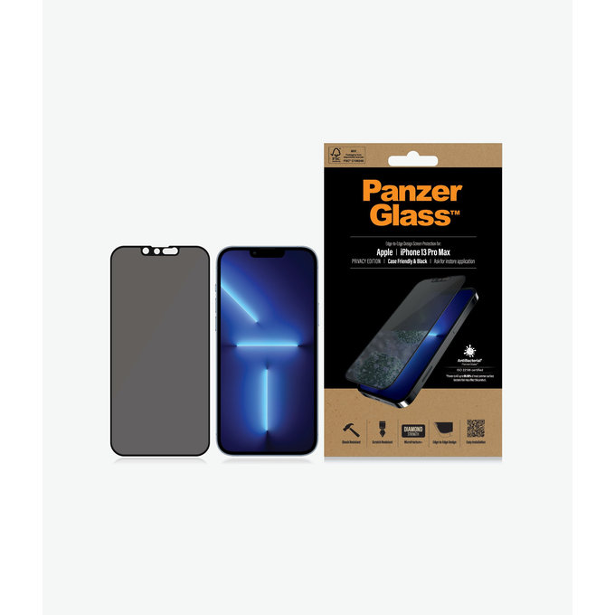 PanzerGlass - Tempered Glass Case Friendly Privacy AB za iPhone 13 Pro Max & 14 Plus, crna